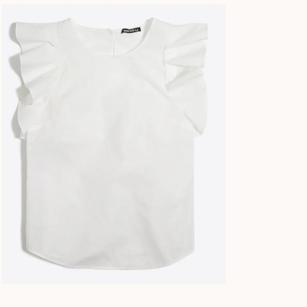 J.Crew Factory White Ruffle Sleeve Top